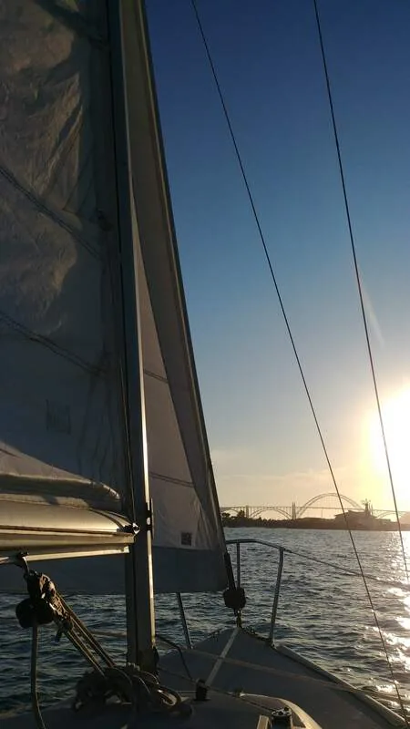 View from Fulmar sailing toward the sunset